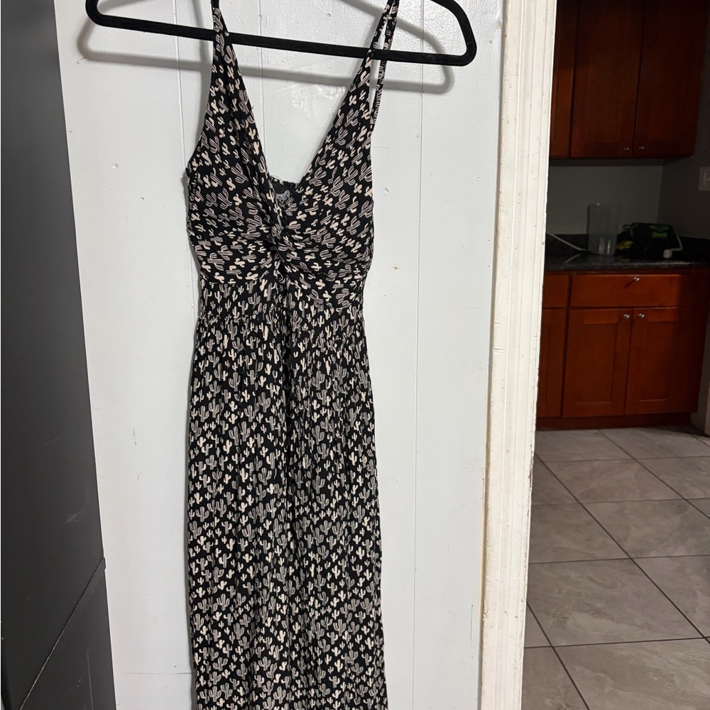 Angie Black and White Patterned Midi Dress